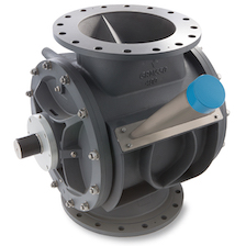 Dense phase, medium-pressured used rotary valve