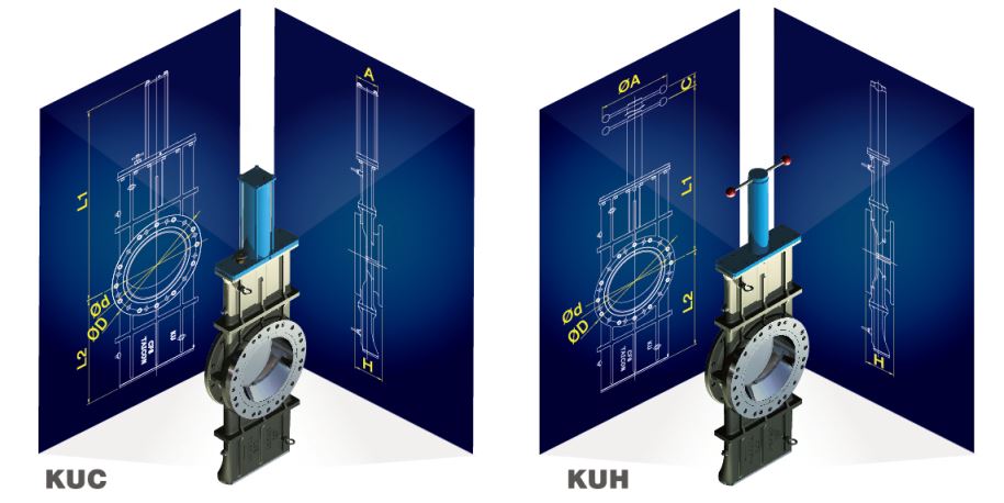3D diagram for anti-shearing manual/pneumatic knife gate valve