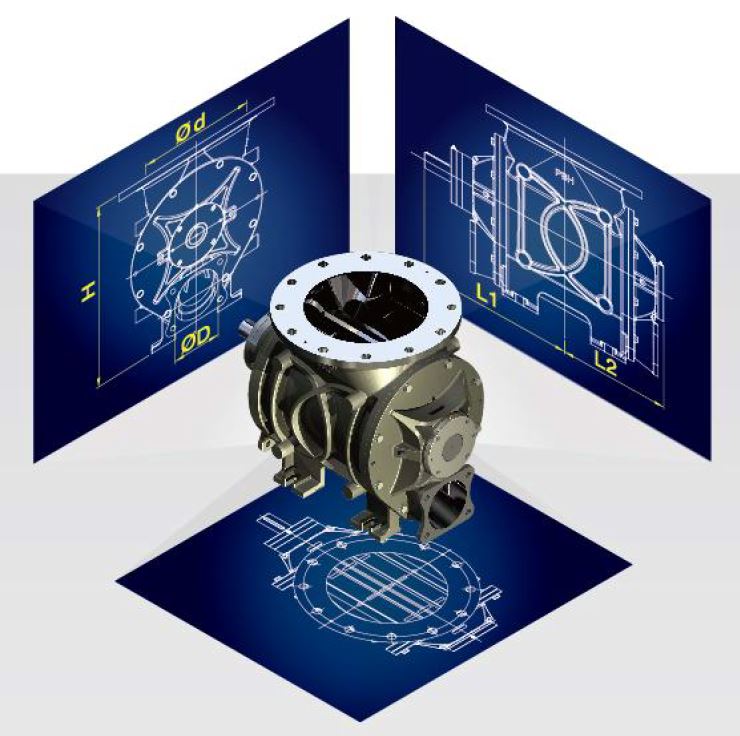 3D diagram for PBH, high pressure blow through type powder rotary valve