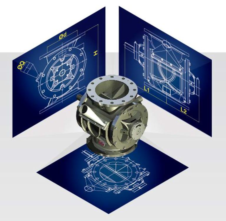 3D diagarm for GRM, medium pressure granular rotary valve