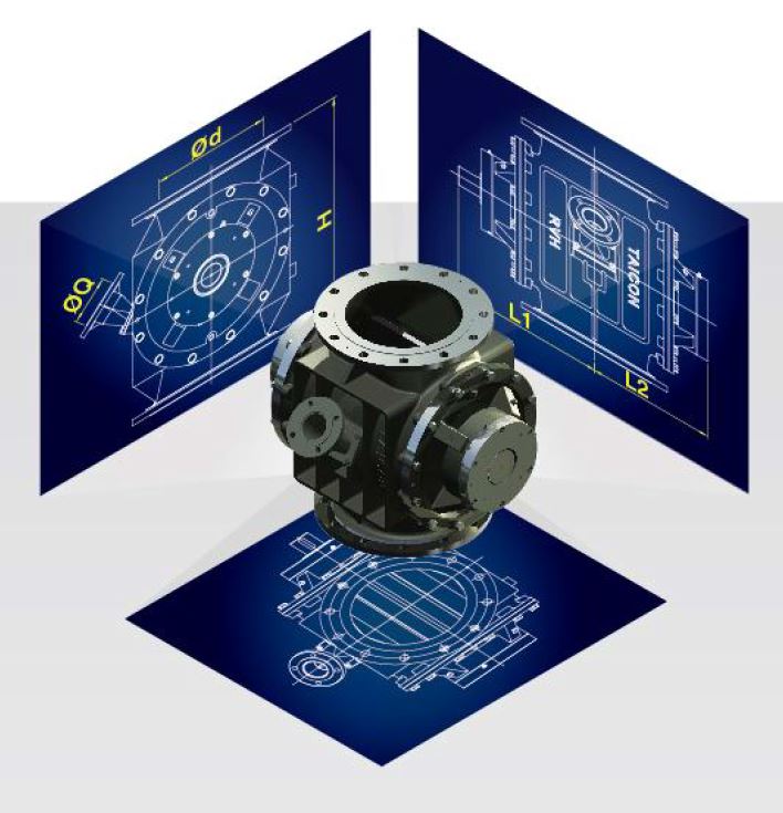 3D diagram for high pressure powder rotary valve